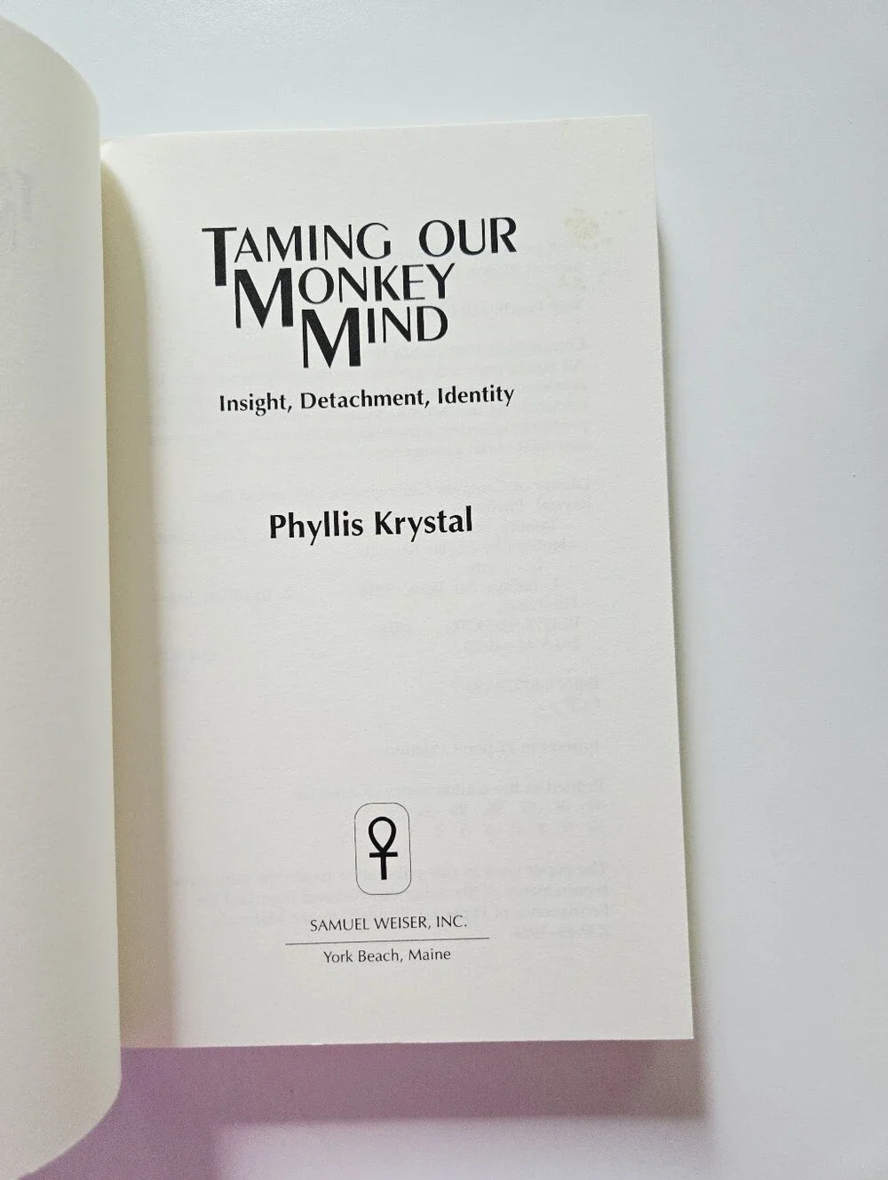 Taming the Monkey Mind Phyllis Krystal 1994 Sam Weiser Inc Trade Paperback